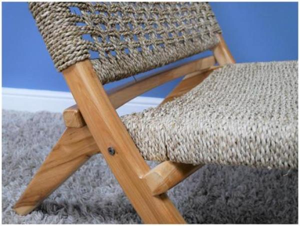 Product photograph of 2 X Dutch Teak And Rattan Folding Lazy Chair from Choice Furniture Superstore.