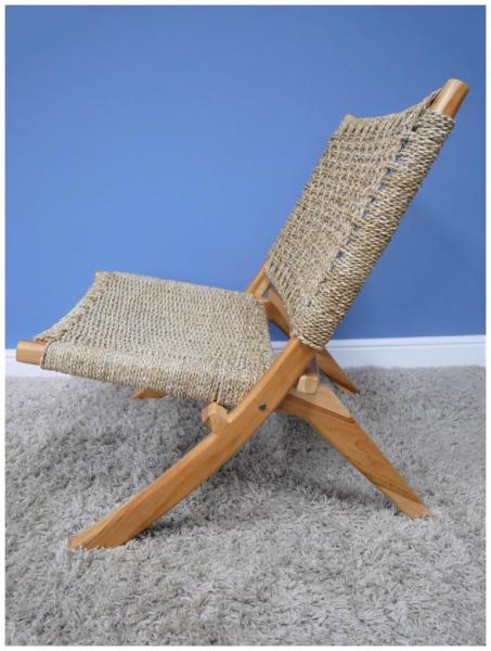 Product photograph of 2 X Dutch Teak And Rattan Folding Lazy Chair from Choice Furniture Superstore.