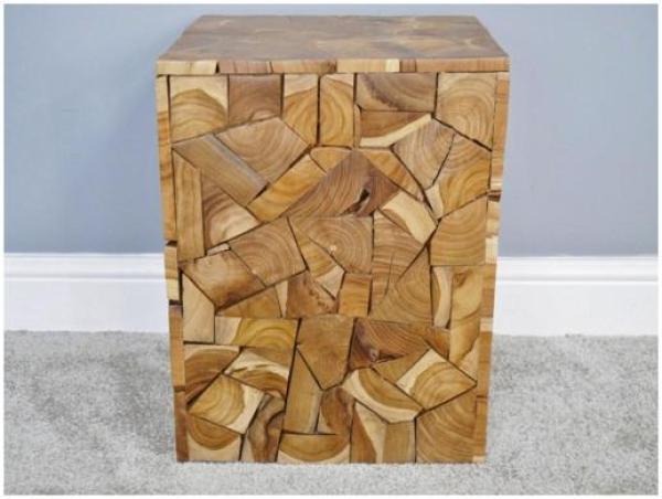 Product photograph of Dutch Teak Wood Square Side Table from Choice Furniture Superstore.