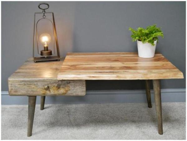 Product photograph of Dutch Living Edge Acacia Wood 1 Drawer Coffee Table from Choice Furniture Superstore.
