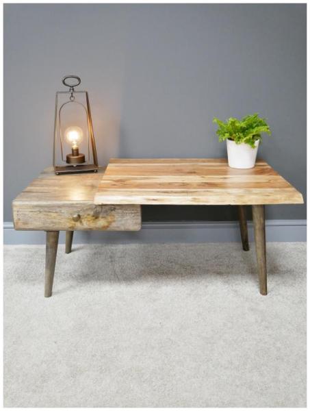 Product photograph of Dutch Living Edge Acacia Wood 1 Drawer Coffee Table from Choice Furniture Superstore.