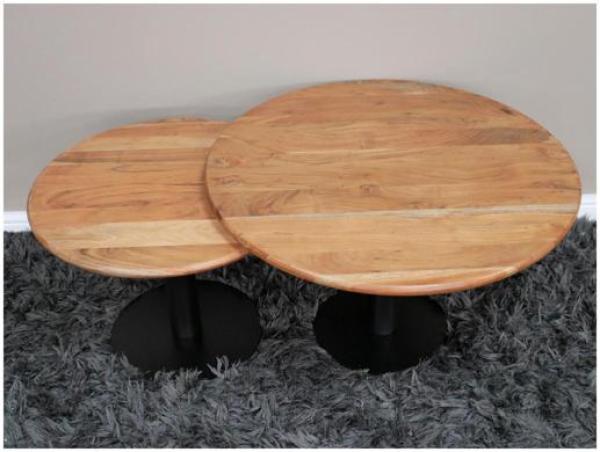 Product photograph of Dutch Mango Wood Round Coffee Table - Set Of 2 from Choice Furniture Superstore.