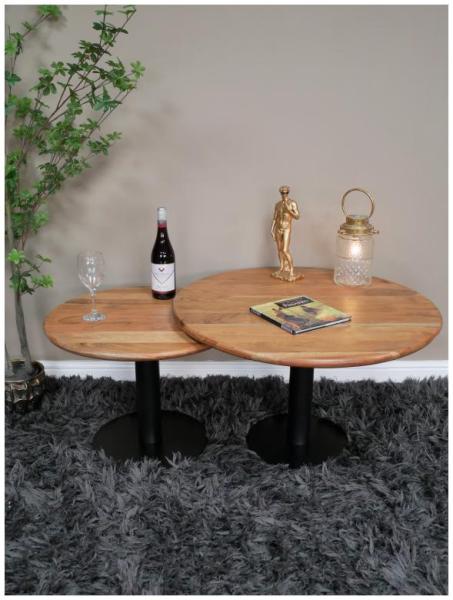 Product photograph of Dutch Mango Wood Round Coffee Table - Set Of 2 from Choice Furniture Superstore.