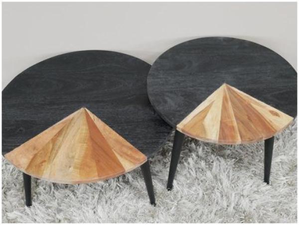 Product photograph of Dutch Acacia Wood Round Coffee Table - Set Of 2 from Choice Furniture Superstore.
