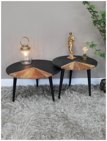 Product photograph of Dutch Acacia Wood Round Coffee Table - Set Of 2 from Choice Furniture Superstore.