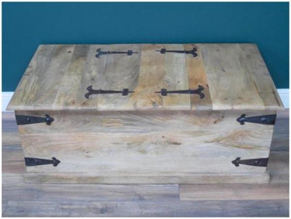 Product photograph of Dutch Large Trunk Mango Wood And Iron Storage Coffee Table from Choice Furniture Superstore.