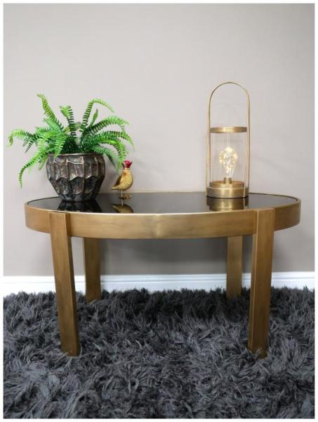 Product photograph of Dutch Black Glass And Metal Side Coffee Table from Choice Furniture Superstore.