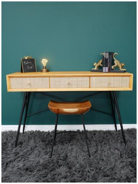 Product photograph of Dutch Rubber Wood 3 Drawer Desk from Choice Furniture Superstore.