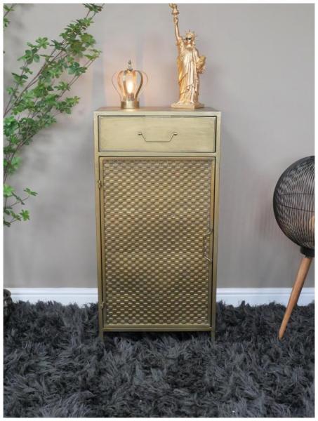 Product photograph of Dutch Metal 1 Door 1 Drawer Hall Cabinet from Choice Furniture Superstore.