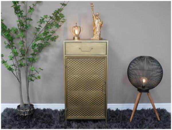 Product photograph of Dutch Metal 1 Door 1 Drawer Hall Cabinet from Choice Furniture Superstore.