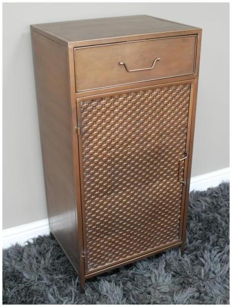 Product photograph of Dutch Metal 1 Door 1 Drawer Hall Cabinet from Choice Furniture Superstore.