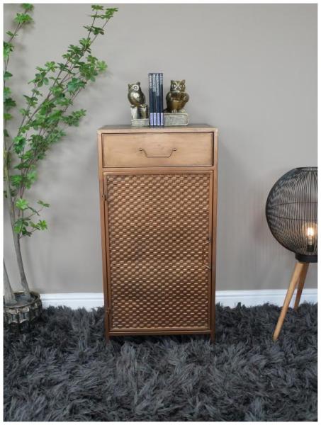 Product photograph of Dutch Metal 1 Door 1 Drawer Hall Cabinet from Choice Furniture Superstore.