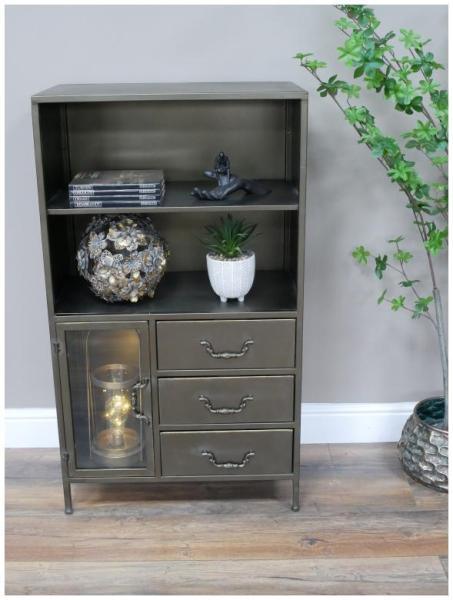 Product photograph of Dutch Metal 1 Door 3 Drawer Cabinet from Choice Furniture Superstore.