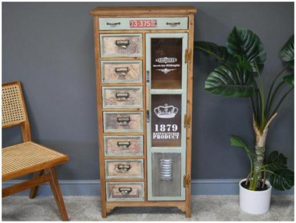 Product photograph of Dutch Fir Wood Multi Drawer Tall Cabinet from Choice Furniture Superstore.