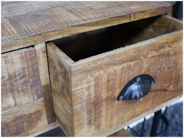 Product photograph of Dutch Industrial Mango Wood And Iron 2 Drawer Cabinet from Choice Furniture Superstore.