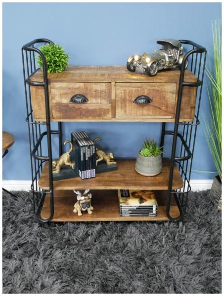 Product photograph of Dutch Industrial Mango Wood And Iron 2 Drawer Cabinet from Choice Furniture Superstore.