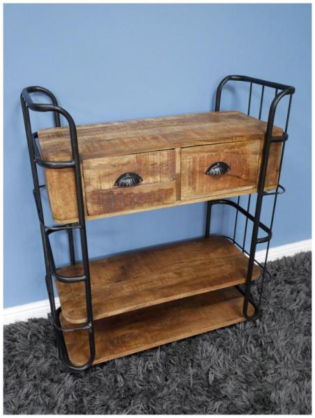 Product photograph of Dutch Industrial Mango Wood And Iron 2 Drawer Cabinet from Choice Furniture Superstore.