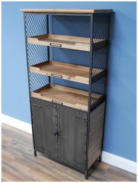 Product photograph of Dutch Industrial Fir Wood 2 Door Cabinet from Choice Furniture Superstore.