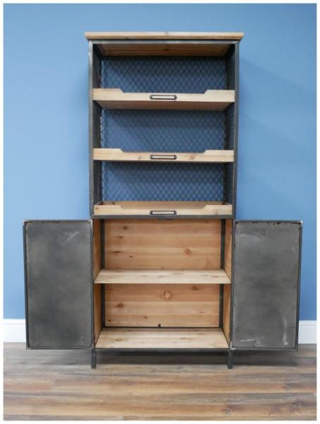 Product photograph of Dutch Industrial Fir Wood 2 Door Cabinet from Choice Furniture Superstore.