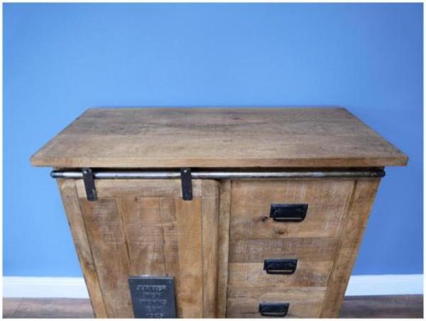 Product photograph of Dutch Industrial Mango Wood 4 Drawer Cabinet from Choice Furniture Superstore.