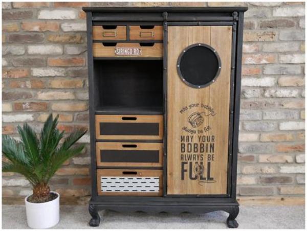 Product photograph of Dutch Industrial Fir Wood Storge Cabinet from Choice Furniture Superstore.