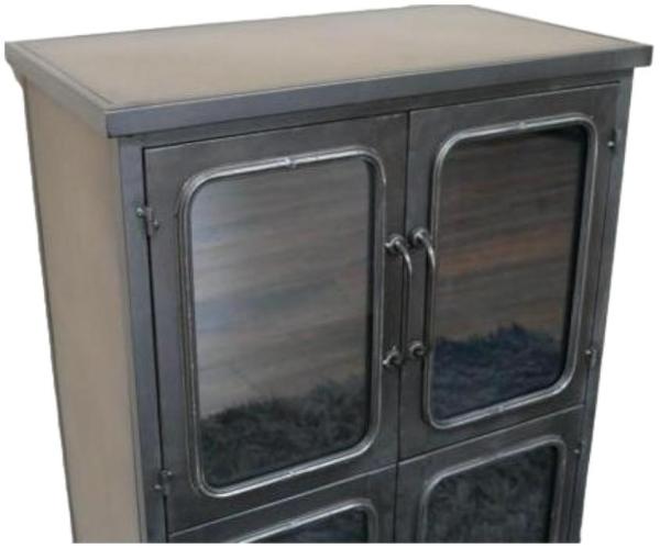 Product photograph of Dutch Industrial Metal And Glass 4 Door Cabinet from Choice Furniture Superstore.