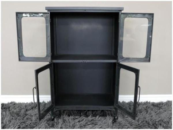 Product photograph of Dutch Industrial Metal And Glass 4 Door Cabinet from Choice Furniture Superstore.