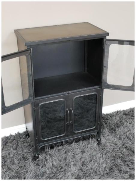 Product photograph of Dutch Industrial Metal And Glass 4 Door Cabinet from Choice Furniture Superstore.