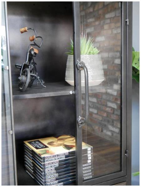 Product photograph of Dutch Industrial Metal And Glass 2 Door 3 Drawer Cabinet from Choice Furniture Superstore.