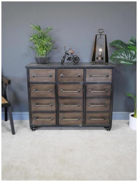 Product photograph of Dutch Industrial Metal 3 Door 3 Drawer Cabinet from Choice Furniture Superstore.