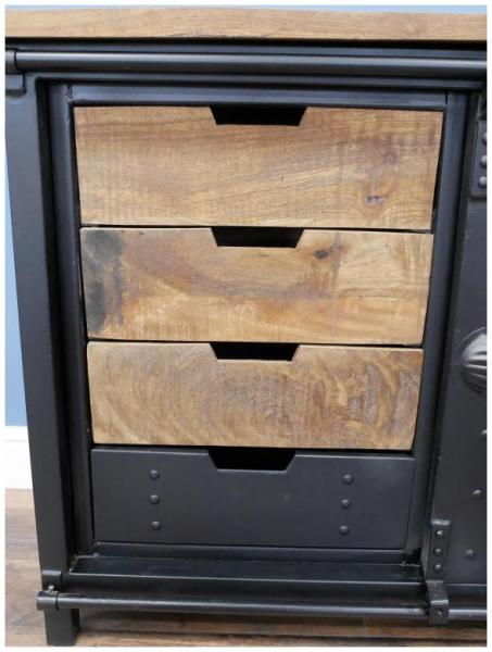 Product photograph of Dutch Industrial Mango Wood And Iron Storage Cabinet from Choice Furniture Superstore.