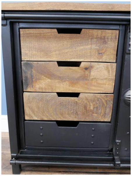 Product photograph of Dutch Industrial Mango Wood And Iron Storge Cabinet from Choice Furniture Superstore.