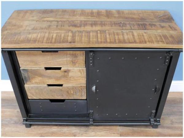 Product photograph of Dutch Industrial Mango Wood And Iron Storage Cabinet from Choice Furniture Superstore.