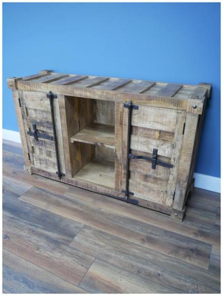 Product photograph of Dutch Industrial Mango Wood 2 Door Cabinet from Choice Furniture Superstore.