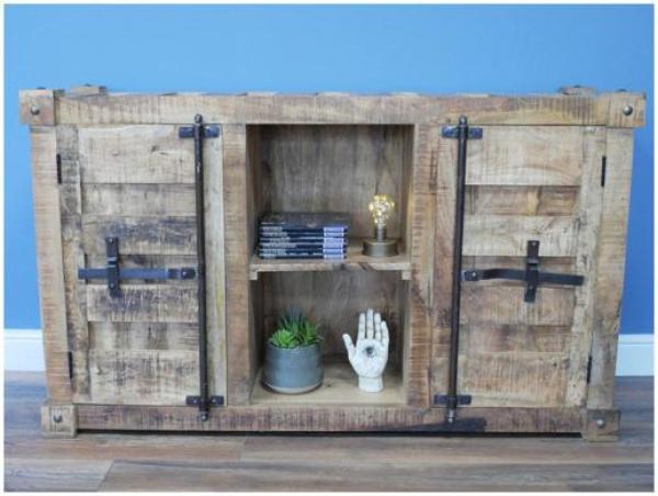 Product photograph of Dutch Industrial Mango Wood 2 Door Cabinet from Choice Furniture Superstore.