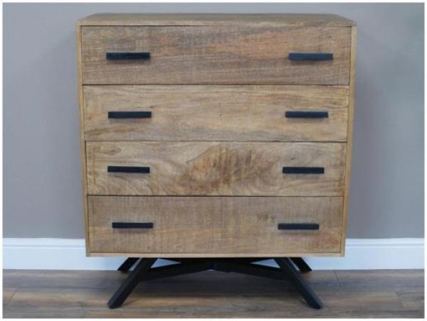 Product photograph of Dutch Industrial Mango Wood 4 Drawer Chest from Choice Furniture Superstore.