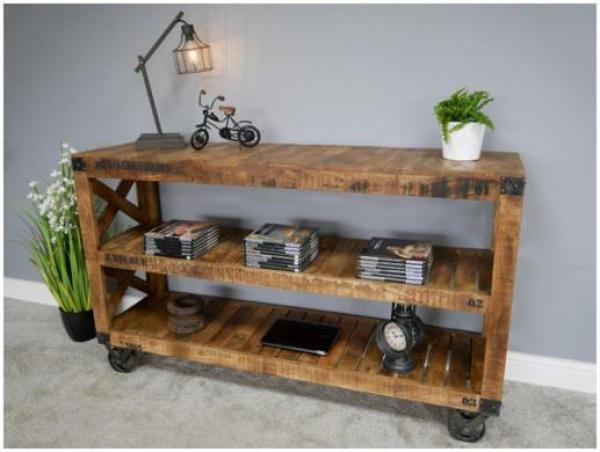 Product photograph of Dutch Industrial Mango Wood Shelves - 8807 from Choice Furniture Superstore.