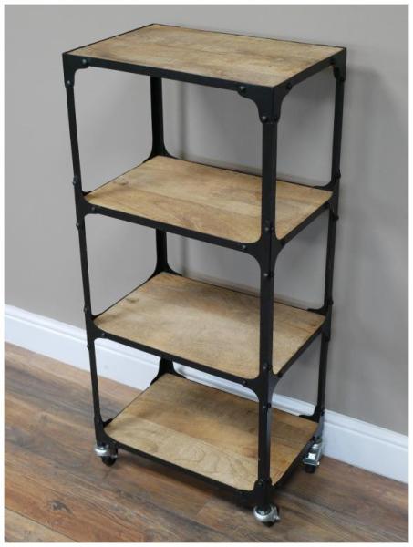 Product photograph of Dutch Industrial Mango Wood And Metal Shelves from Choice Furniture Superstore.