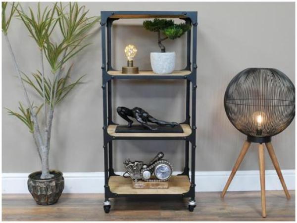 Product photograph of Dutch Industrial Mango Wood And Metal Shelves from Choice Furniture Superstore.