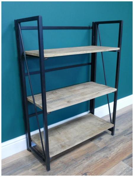 Product photograph of Dutch Industrial Mango Wood And Metal 3 Shelves from Choice Furniture Superstore.