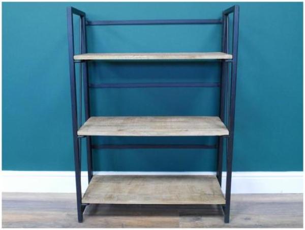 Product photograph of Dutch Industrial Mango Wood And Metal 3 Shelves from Choice Furniture Superstore.