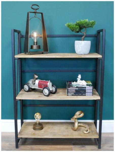 Product photograph of Dutch Industrial Mango Wood And Metal 3 Shelves from Choice Furniture Superstore.