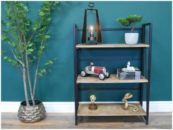 Product photograph of Dutch Industrial Mango Wood And Metal 3 Shelves from Choice Furniture Superstore.