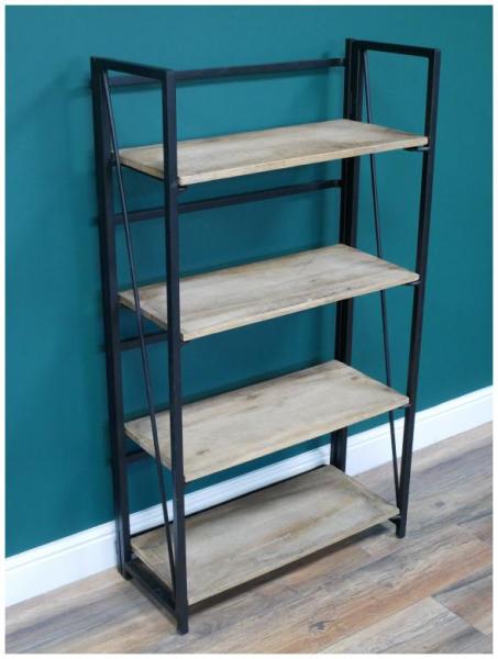 Product photograph of Dutch Industrial Mango Wood And Iron Shelves from Choice Furniture Superstore.
