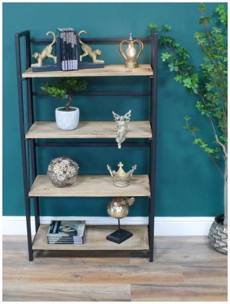 Product photograph of Dutch Industrial Mango Wood And Iron Shelves from Choice Furniture Superstore.