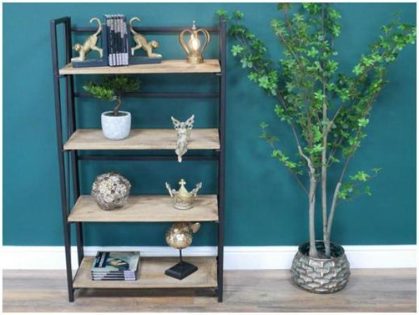 Product photograph of Dutch Industrial Mango Wood And Iron Shelves from Choice Furniture Superstore.