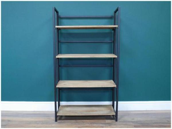 Product photograph of Dutch Industrial Mango Wood And Iron Shelves from Choice Furniture Superstore.