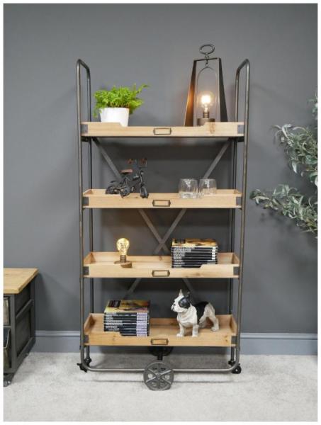 Product photograph of Dutch Industrial Fir Wood And Metal Shelves from Choice Furniture Superstore.