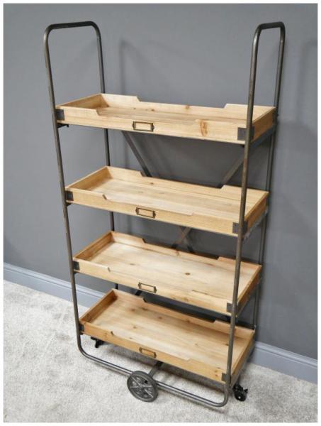 Product photograph of Dutch Industrial Fir Wood And Metal Shelves from Choice Furniture Superstore.