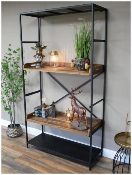 Product photograph of Dutch Industrial Reclaimed Wood And Iron Shelves from Choice Furniture Superstore.